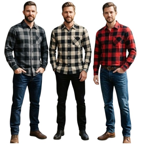 Mens check shirts long sleeve - check,