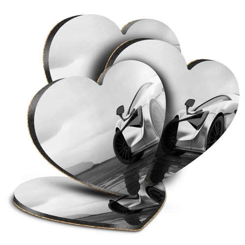 Heart mdf coasters - mdf, bw