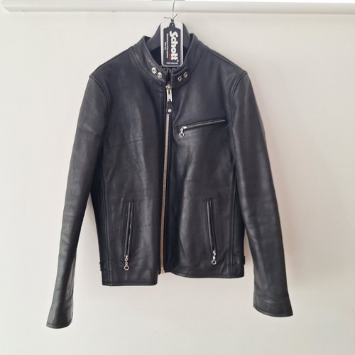 Schott black leather - black, cafe
