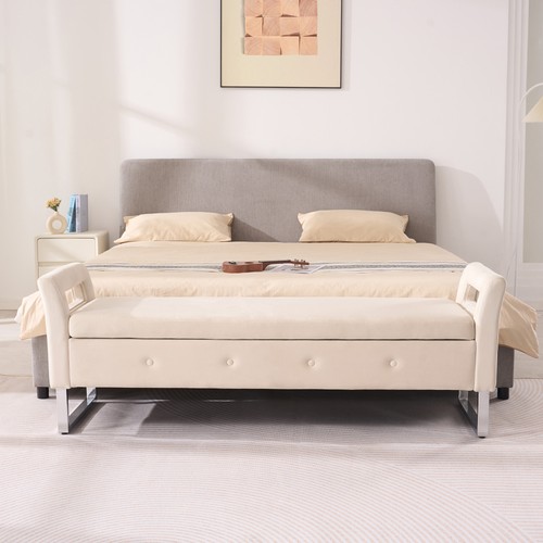 Velvet storage soft bench - soft,
