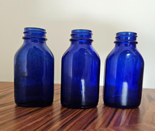 3x Vintage Cobalt Blue Glass