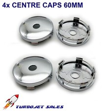 4x 60mm Chrome Centre Caps wheel alloys Blank Universal (fits 56mm badges) UK