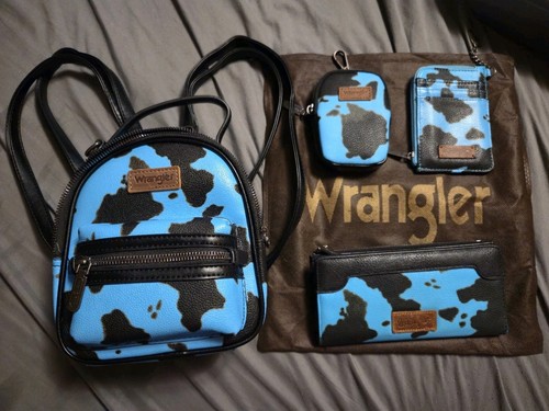 Turquoise wrangler cow print - turquoise,