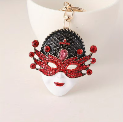 Harlequin mask keychain bag - harlequin,