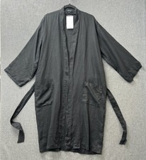 H & M Home dressing gown size S/M black stone washed pure linen robe pockets