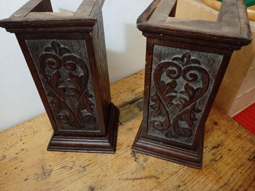 Pair antique carved oak