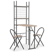 Breakfast Bar Set Foldable 2 Chairs Shelf Racks Kitchen Dining Stool Table Chair