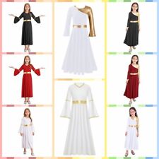 Girls Renaissance Medieval Dress Long Sleeve Dancewear Church Worship Maxi Gown