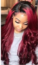13x6 Wig 30 180% T1B Burgundy