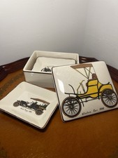 Vintage Car Wagon Box & 4 Trinket Pin Dishes by Sandland Ware- Ceramic