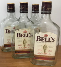 Empty 4 x BELLS Whisky bottles 35cl - UPCYCLE CRAFT RECYCLE