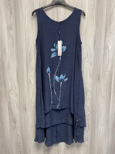 Roman blue sleeveless crinkle - sleeveless,