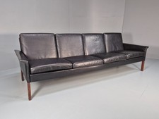Vintage Hans Olsen Four Seater Settee Black Leather 1960s Original EB10448 M4SS