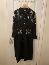asos design black embroidered shirt midi dress
