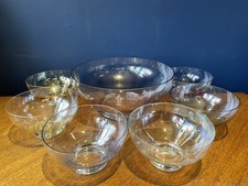 Vintage Retro Harlequin Coloured Glass Dessert IceCream Fruit Bowls Dishes x7