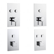 Thermostatic Concealed Chrome Round/Square Bathroom Shower Mixer Valve Push Butt