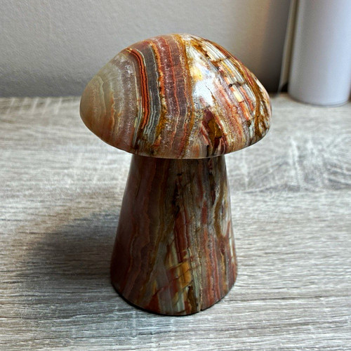 Polished banded onyx mushroom - polished,