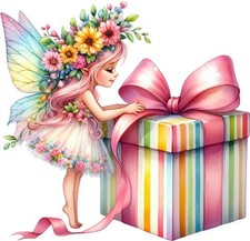 Watercolour Easter Fairy Wall Art Bedroom Nursery Vinyl Sticker Decal 6 Sizes