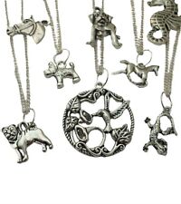 SILVER NECKLACE ANIMAL Cat Dog Horse Bunny Bird Seahorse Gecko * Huge Choice *