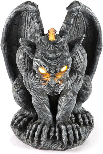 Large winged gargoyle statue - gargoyle,