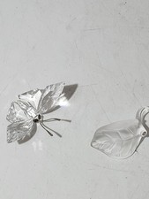 Swarovski Vintage Crystal Glass Butterfly On Leaf Ornament #CE