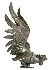 Old / Vintage  Metal Fighting Cockerel  Figure Sculpture H. 17.5 cm