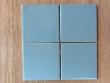10  1970s 4-1/4” Retro Ceramic Wall Tiles Blue Johnson Cristal