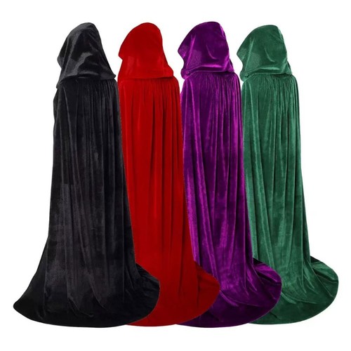 Hooded velvet cloak cape robe - cloak,