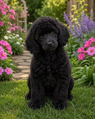 Black poodle puppy - black, dog