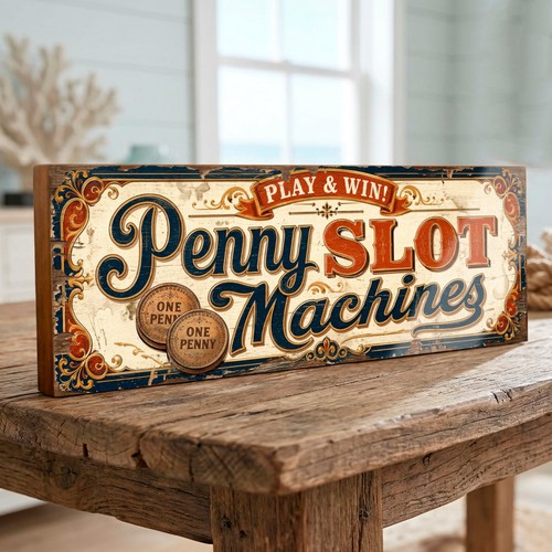 Penny slot machine sign retro - penny,