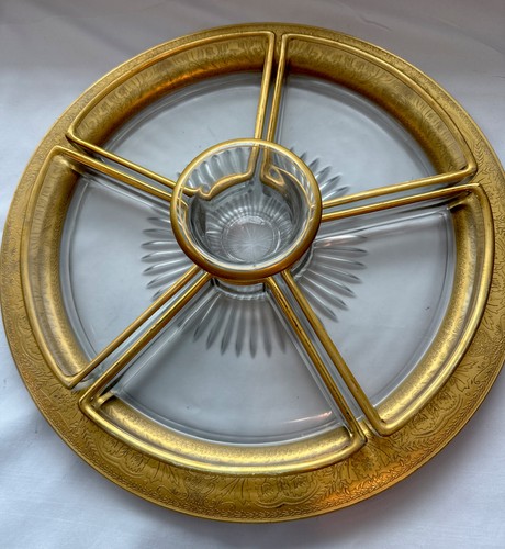Vintage glass crudite serving - glass,