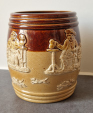 Antique Doulton Lambeth Salt Glazed Tobacco Jar Pot Hunt Dogs Windmill