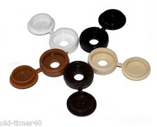 100 HINGED SCREW COVER CAP CAPS WHITE BLACK BEIGE LT & DK BROWN Choose COLOUR 
