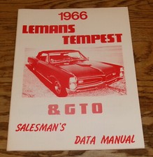 1966 Pontiac GTO Tempest & LeMans Salesmans Data Manual 66