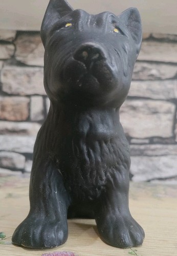 Vintage black ceramic scottie - black,