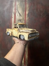 1/18 Ford F100 Pick Up Flat Head Die Cast Model Truck Slammed Modified Patina
