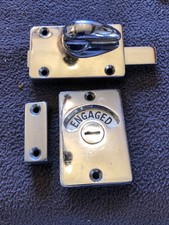 2 VINTAGE VACANT ENGAGED TOILET Bathroom DOOR INDICATOR LOCK CHROME