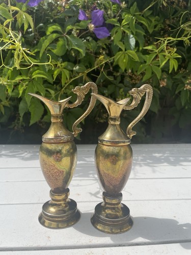 Pair solid brass jugs - of,