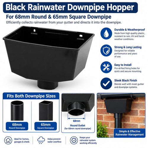 Black rainwater downpipe - rainwater,