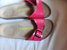 Birkenstock Madrid size 7 bright pink patent leather effect