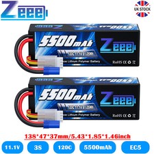 2PCS Zeee 3S LiPo Battery 11.1V EC5 5500mAh 120C Hardcase for RC Car Truck Boat