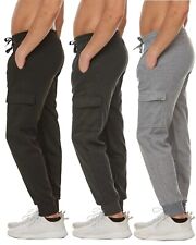 Mens Fleece Lined Active Jogger Cargo Sweatpants Pants Lounge Gym S M L XL 2XL