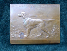 Large Antique Bronze Gordon Setter Dog Show medal Sweden CLUB Swedish Svenska
