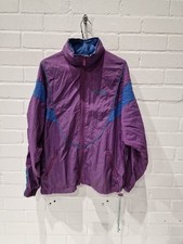 Vintage 80's Reebok windbreaker jacket mens M Purple Reebok shellsuit jacket