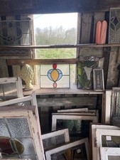 Antique Art Nouveau Stained Glass Window Panel: 1890s, Unique.