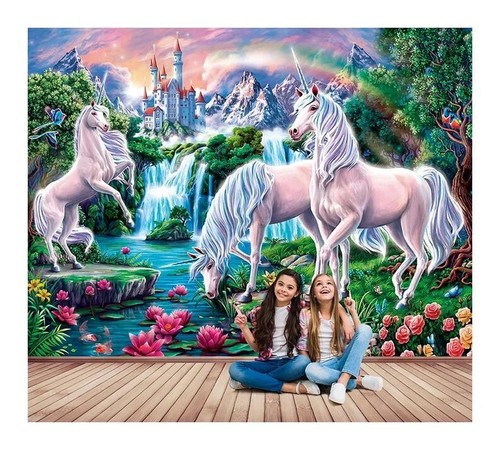 Nursery wall mural unicorns - nursery,