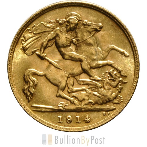1914 gold half sovereign - half,