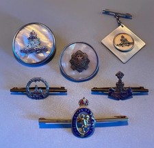 Group Of Six WW1 & WW2 Sweetheart Brooches From Various Regiments