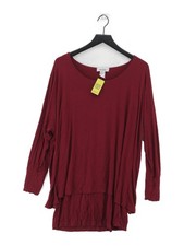 Linea Tesini Women's Top UK 22 Red Viscose with Elastane Tunic