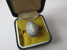 Wedgwood sterling silver ring blue  jasper - UK size N in box Hallmarked 1978
